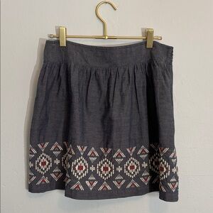 American Eagle Outfitters Blue Mini Skirt with Red & White Embroidery